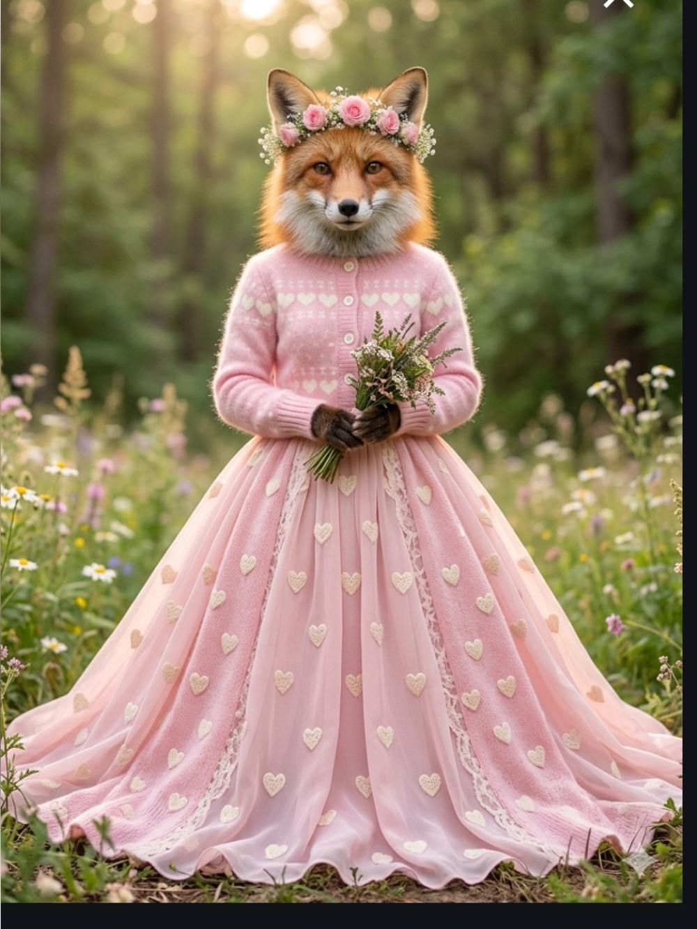 Fix in Gown pink heart cardigan
